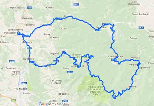 Strade Bianche in Toscana: il leggendario Pratomagno - Mappa