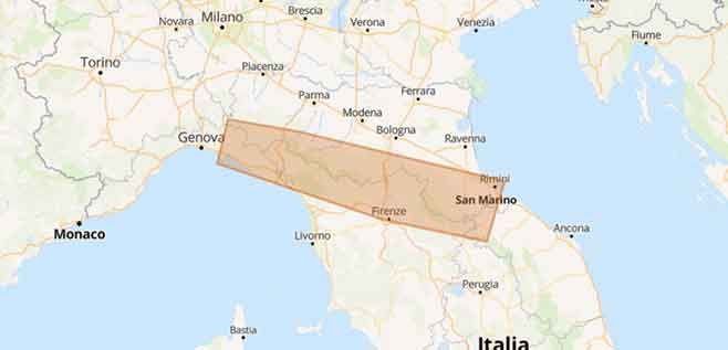 Coast to coast Romagna-Liguria sulla dorsale dell'Appenino - Mappa