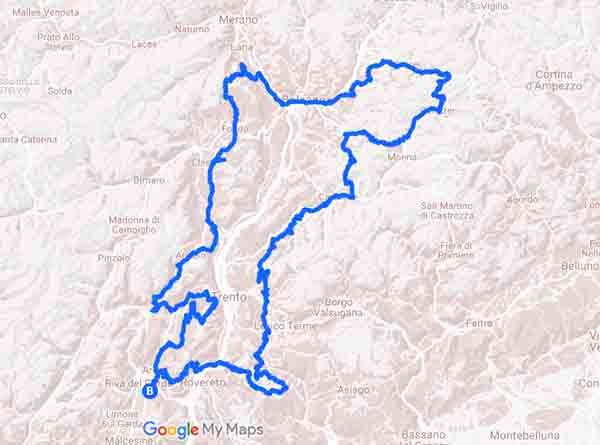 520 Km nel cuore più spettacolare del Trentino Alto-Adige - Mappa