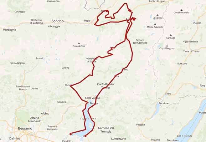 La suggestiva via del sale delle Alpi dell'Adamello in moto - Mappa