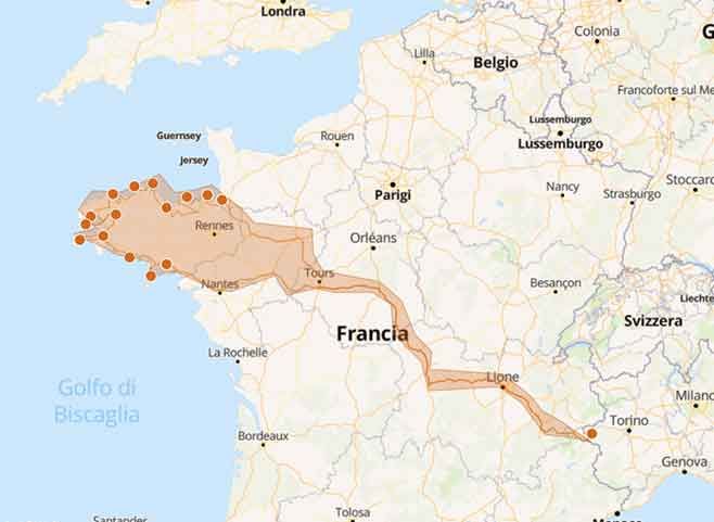 Bretagna in moto dalla costa selvaggia ai borghi medievali - Mappa