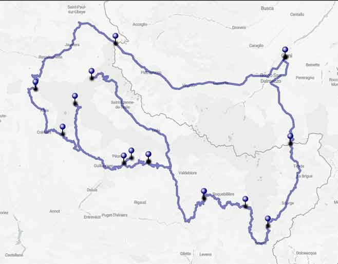 Mototour delle Alpi Marittime su strade davvero mozzafiato - Mappa