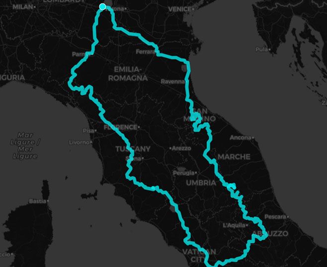 Gran Fondo motociclistica d'Italia suggestiva moto avventura - Mappa