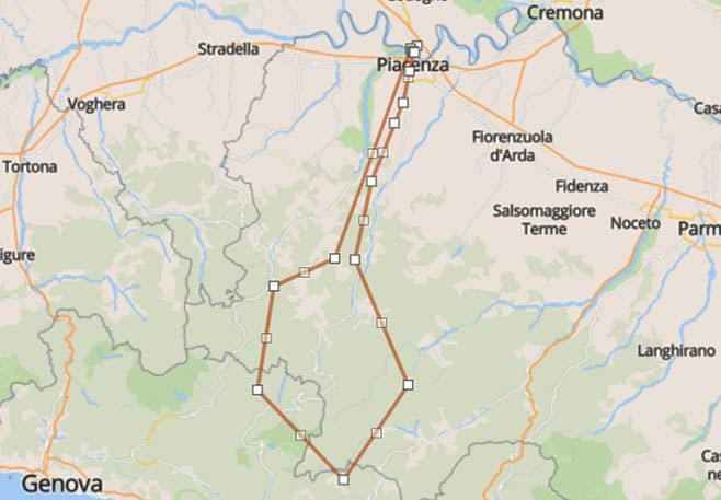 Appennino piacentino in moto tra curve e panorami mozzafiato - Mappa