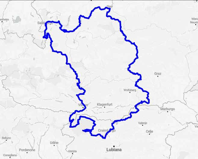 Le sinuose strade delle Alpi in Austria, Germania e Slovenia - Mappa
