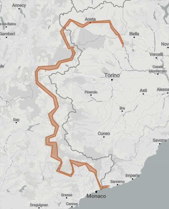 Le alte Alpi francesi da nord a sud in un viaggio mozzafiato - Mappa