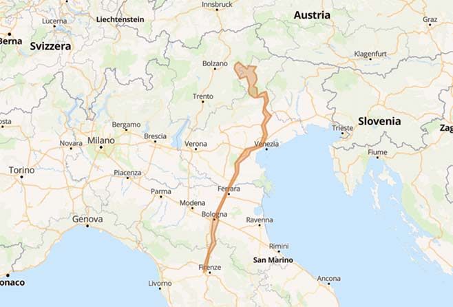 Dalla Toscana alle strade più scenografiche delle Dolomiti - Mappa