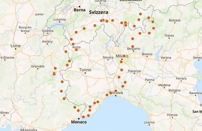 Motogiro Milano Appennino Ligure e Alpi di Francia-Svizzera - Mappa