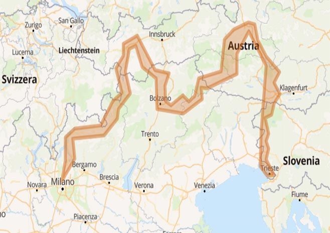 Mototurismo tra Alpi Dolomiti Grossglockner Nockalmstrasse - Mappa