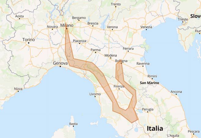 Val d'Orcia da Milano agli Appennini ai pittoreschi paesaggi - Mappa