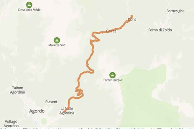 Passo Duran in Moto: Emozioni e Curve Dolomitiche - Mappa