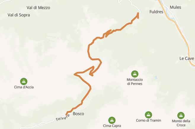 Strade da moto: la serpentinea Statale 508 del Passo Pennes - Mappa
